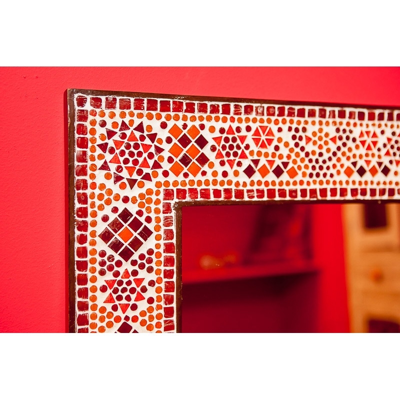 modus Van storm spiraal spiegel rood-oranje met mozaïek frame | Spiegels | orientals