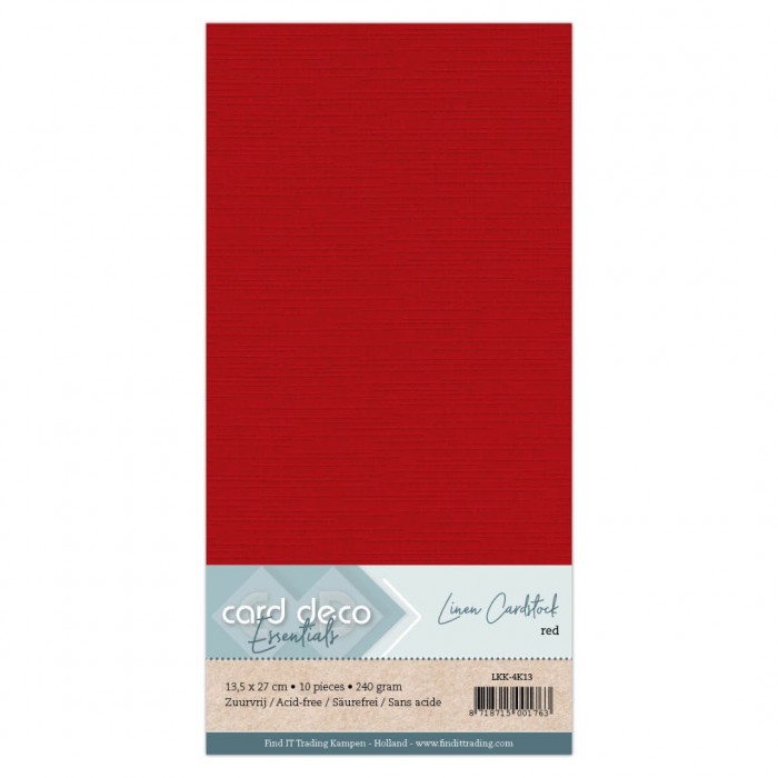 Linnenkaarten 13½ x 27 cm: Rood