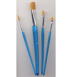 Penselen set Nylon: 1x rond, 3x plat