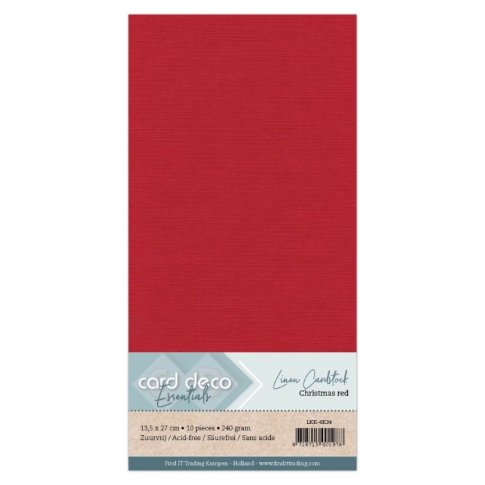 Linnenkaarten 13½ x 27 cm: Kerst Rood