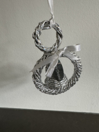 Kerstdeco zilveren hanger met klok