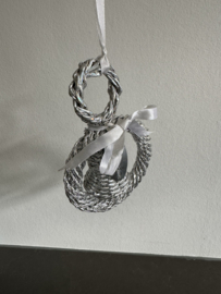 Kerstdeco zilveren hanger met klok