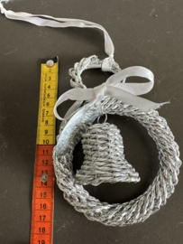 Kerstdeco zilveren hanger met klok