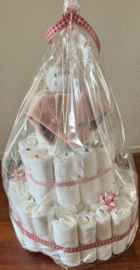 Luiertaart + knuffeldoek met naam erop