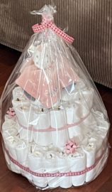 Luiertaart + knuffeldoek met naam erop