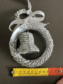 Kerstdeco zilveren hanger met klok