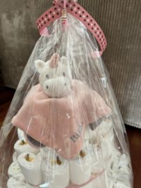 Luiertaart + knuffeldoek met naam erop