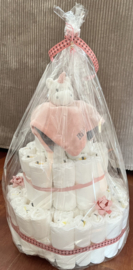 Luiertaart + knuffeldoek met naam erop