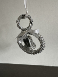 Kerstdeco zilveren hanger met klok