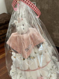Luiertaart + knuffeldoek met naam erop