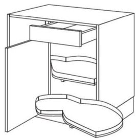 Losse maxi hoek keukenkast 110 cm 1 deur 2 zwenkelementen 1 lade scharnieren links (UES11078SE L)