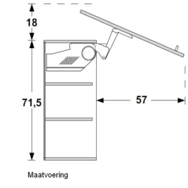 Bovenkast met naar boven zwenkend front