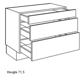 Plus+ Onderkast minder diep met besteklade en korven