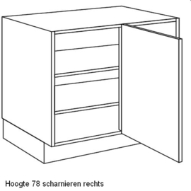 Hoekonderkast met deur en legplank(en)