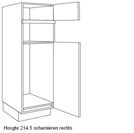 Apparatenkast voor koel-/vrieskast nishoogte 123 en (combi) oven nishoogte 45