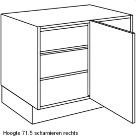 Hoekonderkast met deur en legplanken