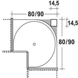 Hoek-carrouselkast | 78 cm hoog, 80 x 80 cm breed (UEK8078DT)