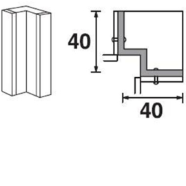 Paslijst hoek 90° | 91 cm hoog, 40 x 40* cm breed (OEP91 90)