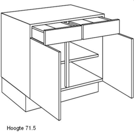 Plus+ Onderkast met deuren, bestekladen en legplank(en)