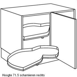 Hoekonderkast met deur en "LeMans"-zwenkelementen