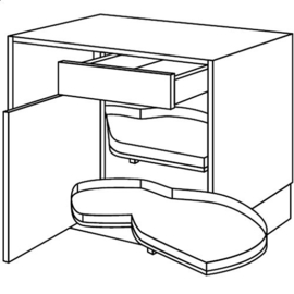 Hoek-zwenkkast met 1 lade | 71,5 cm hoog, 125* cm breed (UES12572SE)