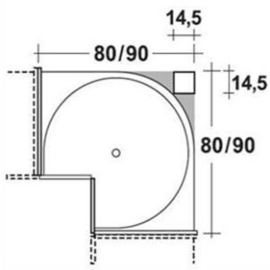 Hoek-carrouselkast | 71,5 cm hoog, 90 x 90 cm breed (UEK9072DT)