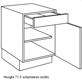 Onderkast met deur, besteklade en legplank(en)