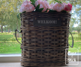 Vensterbankmand split met lederen hengsel (40x18x40cm)