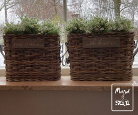 Set vensterbankmanden split rotan lederen hengsel (40x18x30cm)