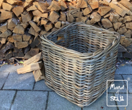 Grote vierkante haardmand grof rotan (58x58x55cm)