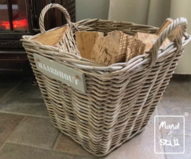 Kleine  tapslopende haardmand met hengsels (40x40x35cm)