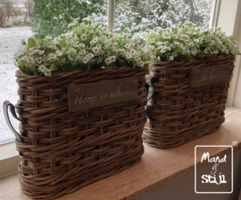 Set vensterbankmanden split rotan lederen hengsel (40x18x30cm)