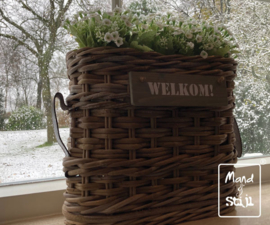 Vensterbankmand split met lederen hengsel (40x18x30cm)
