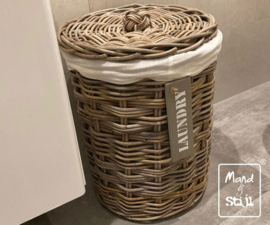Middel ronde wasmand met deksel (36x50cm)