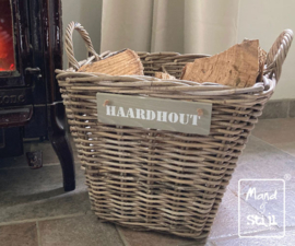 Kleine  tapslopende haardmand met hengsels (40x40x35cm)