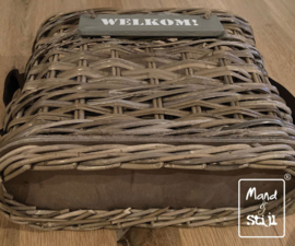 Set vensterbankmanden split rotan lederen hengsel (40x18x30cm)
