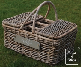 Picknickmand 3 vakken en twee kleppen (55x38x45cm)