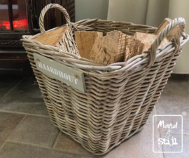 Kleine  tapslopende haardmand met hengsels (40x40x35cm)