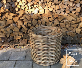 Grote ronde haardmand grof rotan (58x58x55cm)