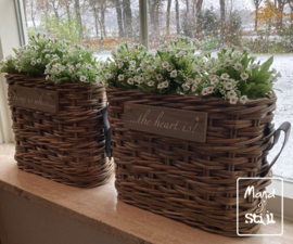 Set vensterbankmanden split rotan lederen hengsel (40x18x30cm)