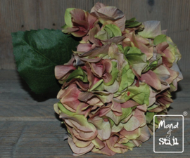 Kunstbloemboeketje Hortensia Roze/Groen