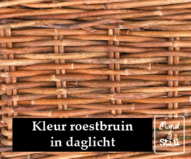 Langwerpige haardmand grof rotan roestbruin (op wielen) (85x45x45cm)