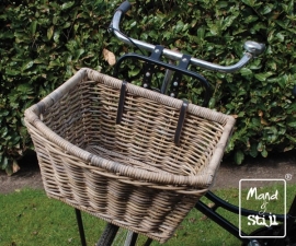 Rond toelopende fietsmand met bandjes (47x42x27cm)