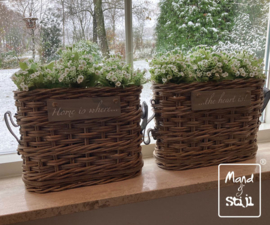 Set vensterbankmanden split rotan lederen hengsel (40x18x30cm)