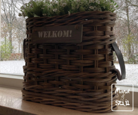 Vensterbankmand split met lederen hengsel (40x18x30cm)