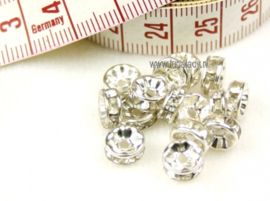 4008 Spacer met rhinestone.  8 mm. 10 stuks. Helder