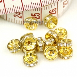 4005 Spacer met rhinestone.  8 mm. 10 stuks.