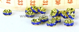 4022 Spacer met rhinestone goudkleur.  7 mm. 10 stuks. 