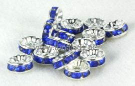 4002 Spacer met rhinestone. 8 mm. 10 stuks.