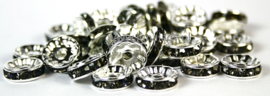 4017 Spacer met rhinestone.  8 mm. 10 stuks. antraciet grijs